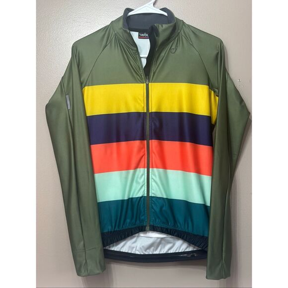 NWT Velocio Rugby Striped Long Sleeve Olive Cycling Jacket Men's Medium - Picture 2 of 13